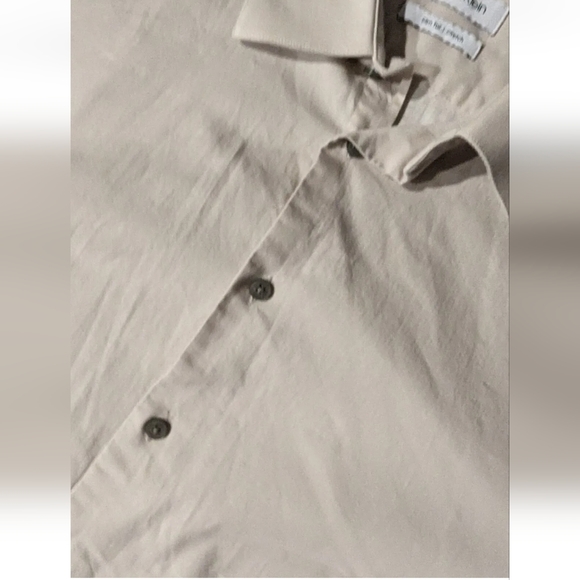 Calvin Klein Mens Dress Shirt Taupe 18 1/2 36/37 Slim Tall Stretch Non-Iron. - Picture 7 of 16